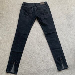 Black Frankie B Low Rise Straight Leg Jeans Size 27 with bows